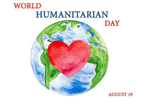 Día Mundial Ayuda Humanitaria Bonita Tarjeta Primer Plano Vista Desde —  Fotos de Stock