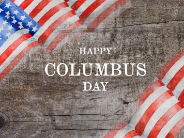 Columbus Günün kutlu olsun. Güzel tebrik kartı. Yakın çekim, yukarıdan görüş. Ulusal tatil konsepti. Ailen, akrabaların, arkadaşların ve meslektaşların için tebrikler.