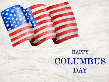 Columbus Günün kutlu olsun. Güzel tebrik kartı. Yakın çekim, yukarıdan görüş. Ulusal tatil konsepti. Ailen, akrabaların, arkadaşların ve meslektaşların için tebrikler.