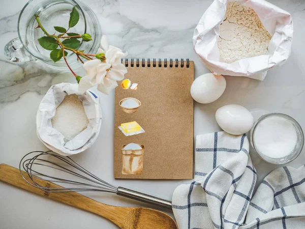 Házi Készítésű Süteményeket Főzök Közelkép Felülnézetből Felület Finom Egészséges Élelmiszer — Stock Fotó