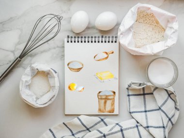 Ev yapımı kekler. Yakın çekim, yukarıdan manzara, ahşap yüzey. Lezzetli ve sağlıklı yiyecek konsepti