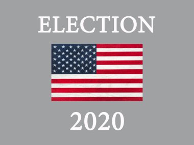 Üzerinde Amerikan Bayrağı resmi olan güzel bir kart. Başkanlık seçimleri için hazırlık. Yakın çekim, yukarıdan görüş. Ulusal tatil konsepti