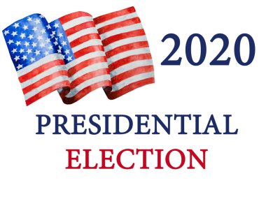 Üzerinde Amerikan Bayrağı resmi olan güzel bir kart. Başkanlık seçimleri için hazırlık. Yakın çekim, yukarıdan görüş. Ulusal tatil konsepti