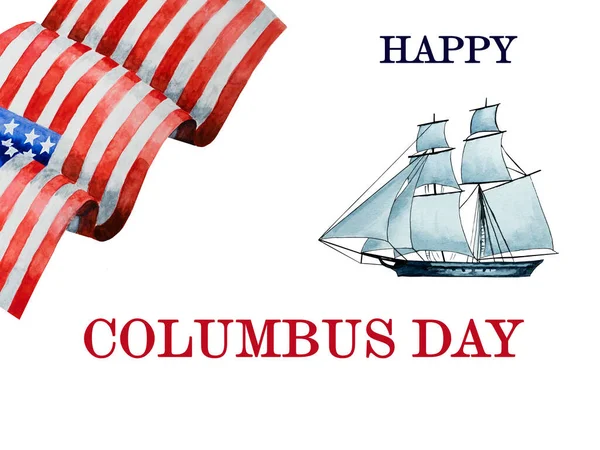 Joyeux Columbus Day Belle Carte Vœux Gros Plan Vue Haut — Photo