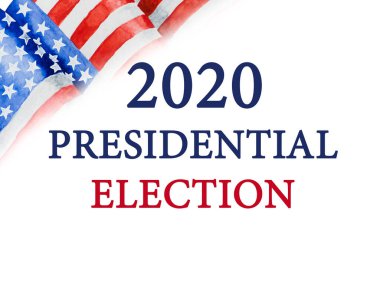 Üzerinde Amerikan Bayrağı resmi olan güzel bir kart. Başkanlık seçimleri için hazırlık. Yakın çekim, yukarıdan görüş. Ulusal tatil konsepti