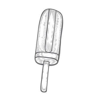 Dondurma waffle koni, elle çizilmiş vektör vintage çizim, eskiz tarzı.