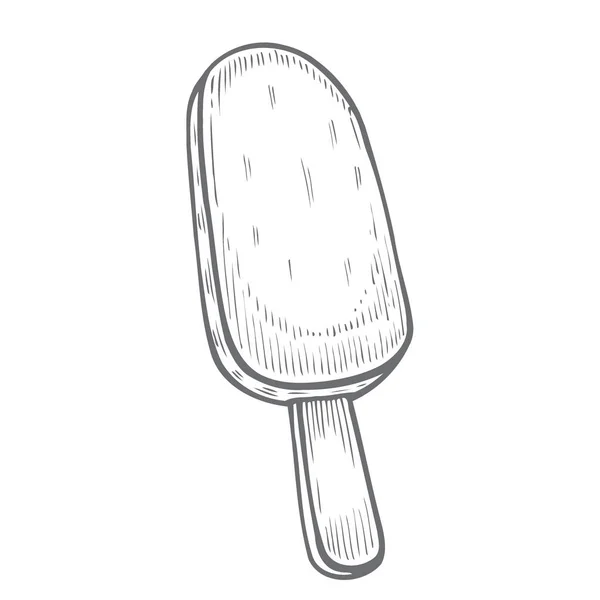 Ice Cream Wafel Kegel Vintage Vectorillustratie Hand Getrokken Schets Stijl — Stockvector