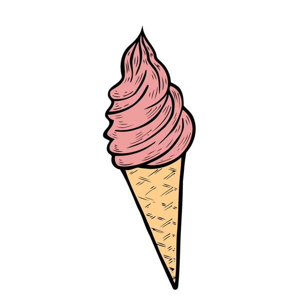 Helado Dibujado Mano Ilustración Vectorial Estilo Retro — Archivo Imágenes Vectoriales