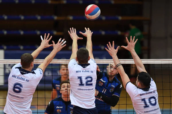 Kaposvar Hungria Novembro 2018 Norbert Kholmann Branco Ação Jogo Voleibol — Fotografia de Stock