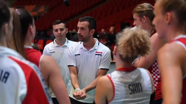 Budapest Hungary August 2019 Daniele Santarelli Croatian Head Coach Explains Stock Picture