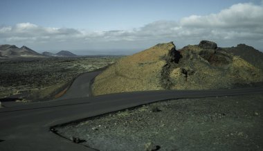 Timanfaya Milli Parkı. Lanzarote Adası Kanarya Adaları Şubat 2018