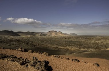 Timanfaya Milli Parkı. Lanzarote Adası Kanarya Adaları Şubat 2018