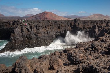 Lanzarote Adası kıyısında. Atlantik Okyanusu Şubat 2018