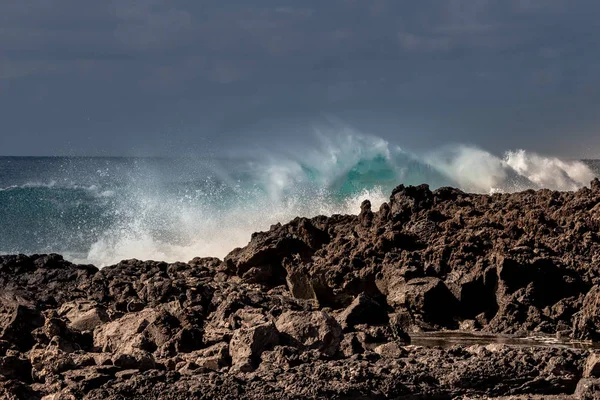 Costa Isla Lanzarote Océano Atlántico Febrero 2018 —  Fotos de Stock