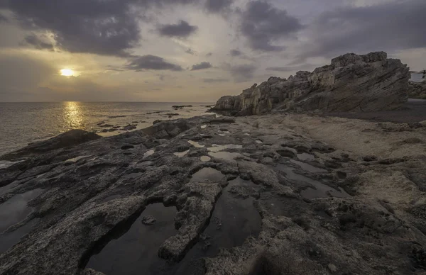 Východ Slunce Řeckém Pobřeží Ostrov Rhodos Květen 2018 — Stock fotografie