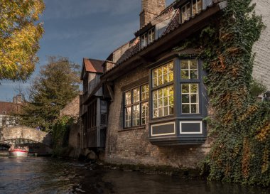 Cityscape Bruges. Belçika Ekim 2018