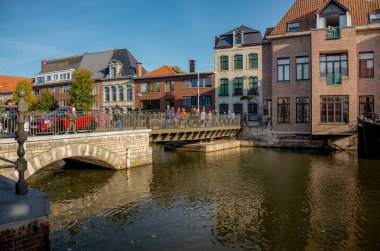 Mechelen antik kenti. Belçika 13 Ekim 2018. Cityscape.