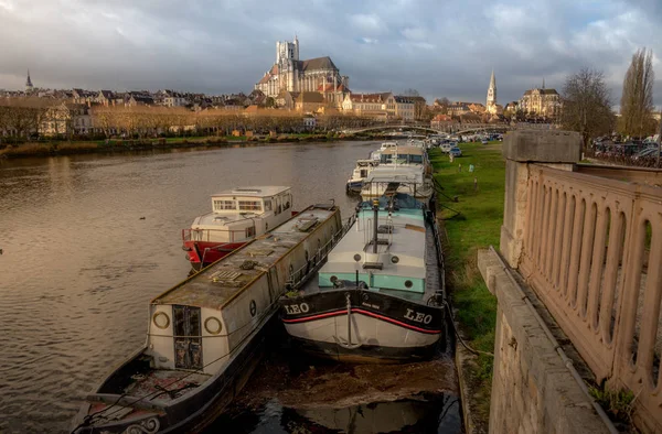 Auxerre Orilla Yonne Francia Borgoña Diciembre 2018 —  Fotos de Stock