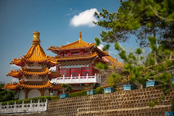 Temple Wen Który Znajduje Się Jeziorze Słońce Księżyc Nantou Tajwan — Zdjęcie stockowe