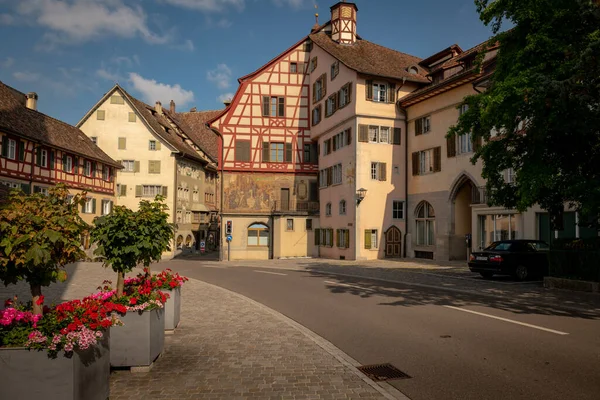 Tein Rhein Zwitserland Juli 2019 Middeleeuwse Gebouwen Een Straat Het — Stockfoto