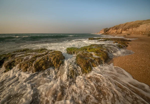 Kust Medelhavet Sunset Day Ashkelon Israel Mellanöstern Begreppet Semester Travel — Stockfoto