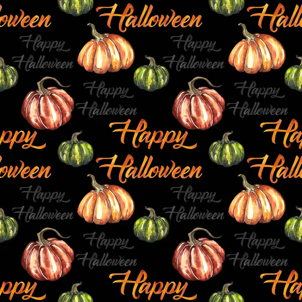 Seamless mönster med akvarell element för Happy Halloween — Stockfoto