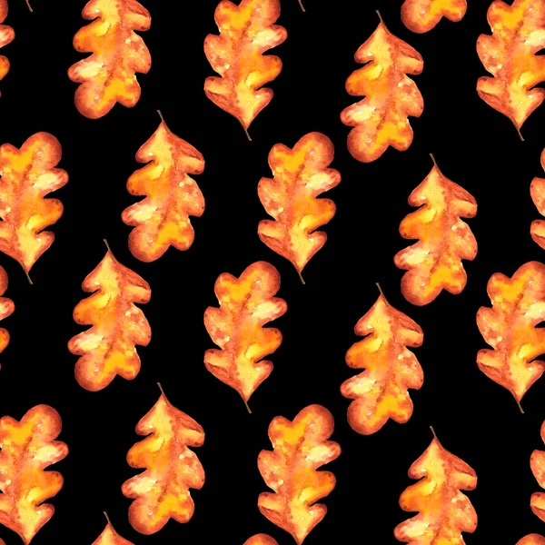 Eşit Resimsel Suluboya Meşe Yaprakları Sarı Kırmızı Turuncu Tonlarında Sonbahar — Stok fotoğraf