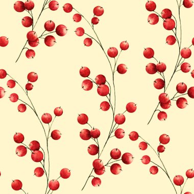 Şube ve çilek Tekstil veya ambalaj çiçek ya da Şükran günü tasarım kumlu zemin üzerine suluboya resimler ile Seamless modeli