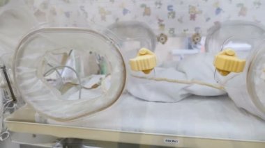 Annelik nome kavramı. Bir taklit bir bebek bebek bebek kuluçka cihazları veya couveuse, veya prematüre bebek kapatın. Çocuk Sağlığı kavramı. 4k