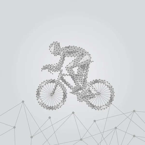 Cycliste Vecteur Polygonal Abstrait Composé Lignes Points Illustration Géométrique Sport — Image vectorielle