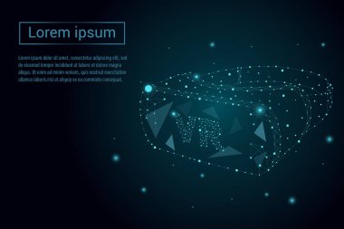 Düşük poli tel anahat geometrik şekil. Sanal gerçeklik gözlükleri. Bağlantı soyut vektör yapı