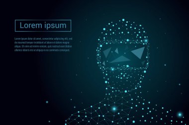 Düşük poli tel anahat geometrik şekil. Sanal gerçeklik gözlükleri. Bağlantı soyut vektör yapı