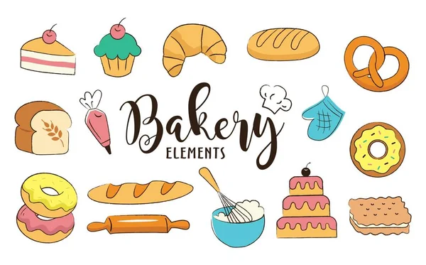 Bakery Elements Vector Background Vector Illustration — Stock Vector