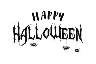 Mutlu Cadılar Bayramı vektör metin afiş örümcek ile.