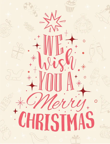 我们祝你圣诞快乐书法字体文字 — 图库矢量图片