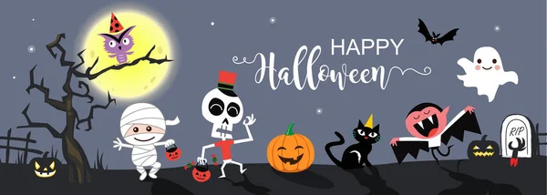 Happy Halloween Hälsningar Mall Vektor Vektorillustration — Stock vektor