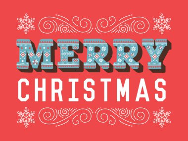 Neşeli Noel tipografi tasarım tatil tebrik kartları, poster, dekorasyon için.