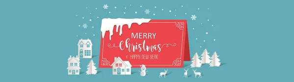 Feliz Navidad Feliz Año Nuevo Tarjeta Felicitación Con Concepto Estilo — Vector de stock