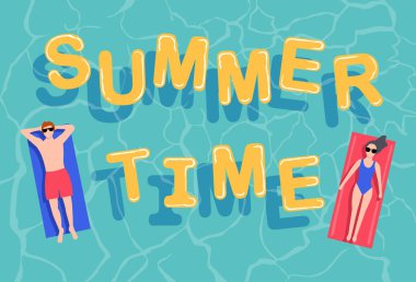 Afiş, kumaş, moda, poster, davetiye, duvar kağıdı, web sitesi ve tüm baskılar için el çizim tarzı vektör illüstrasyon ile yaz saati.