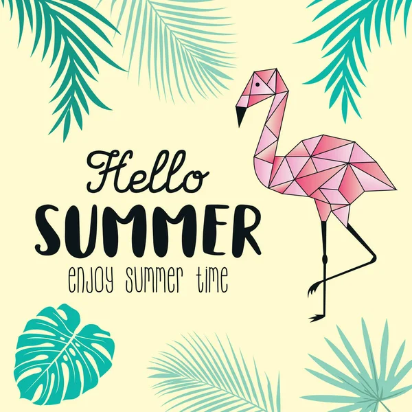 Hello Summer Векторной Иллюстрацией Стиле Flamingo Concept Баннера Фасона Плаката — стоковый вектор