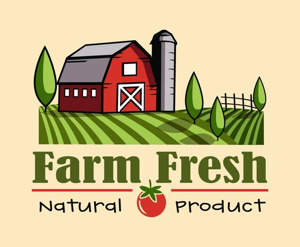 Farm Fresh Hand Drawn Logo Design Template — Stock Vector