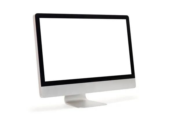 具有剪切路径和软阴影的白色背景上隔离的计算机监视器 — 图库照片
