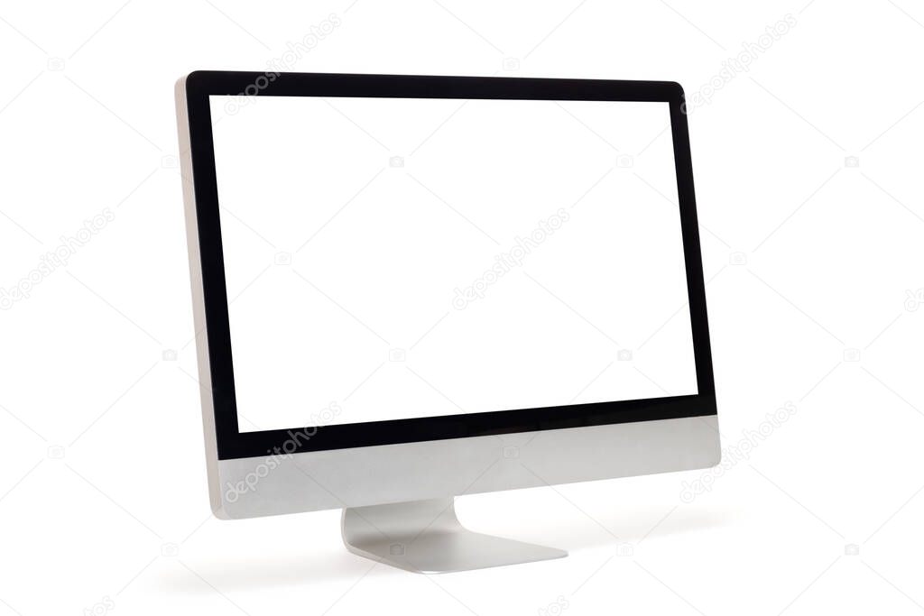 Computer monitor isolated on white background with clipping path and soft shadow