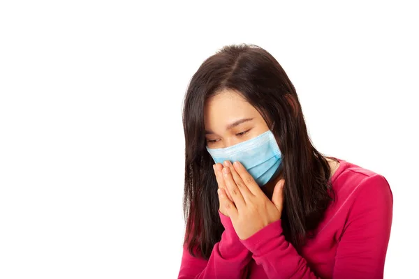 Young Asian Woman Wearing Virus Protection Mask Prevent Others Corona — Stock Photo, Image