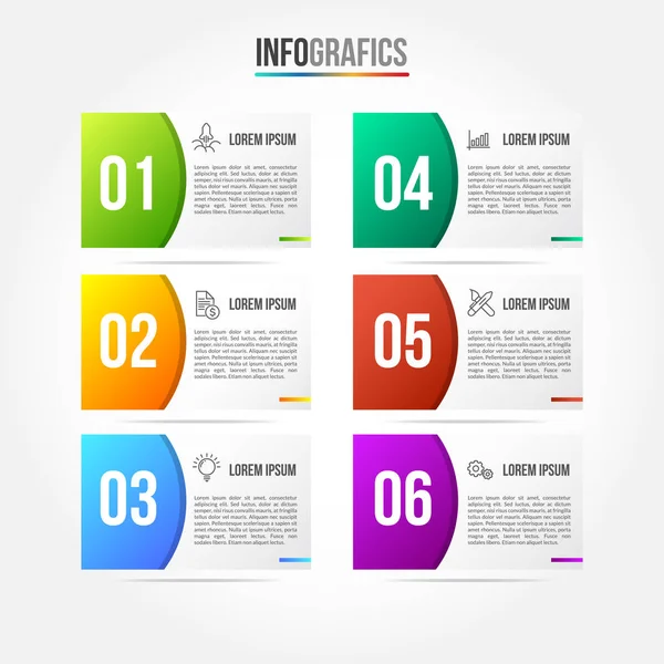 Farbenfrohe Infografik Vorlage Mit Papieretikett — Stockvektor