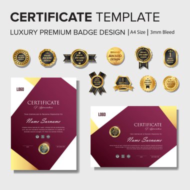 Premium rozetli Profesyonel Sertifika tasarımı