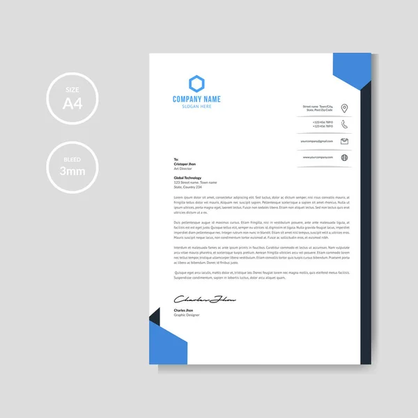 Modern blue letterhead background — Stock Vector