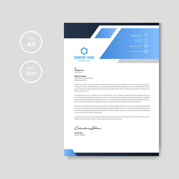 Modern blue letterhead background