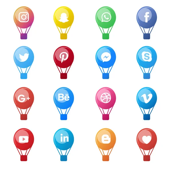 Colorido conjunto de iconos sociales de medios — Vector de stock
