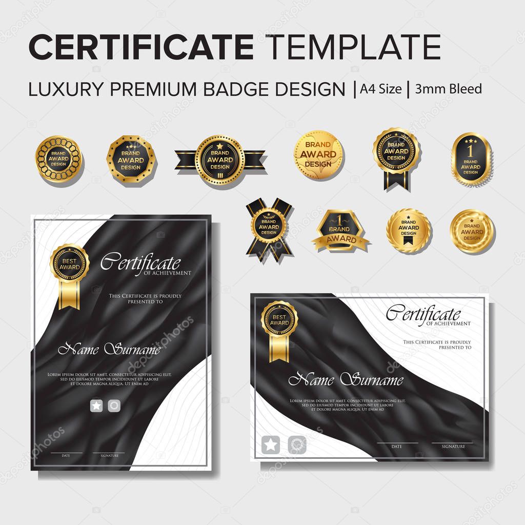 Professional certificate design with badge